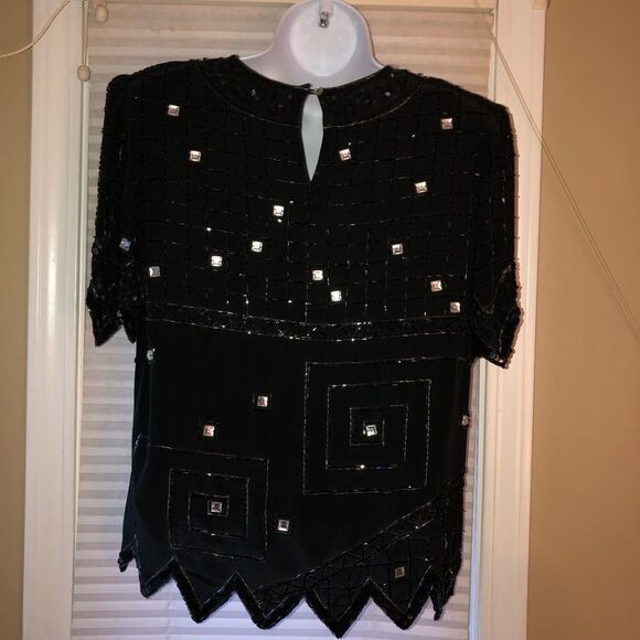 Argenti Beaded Formal Blouse 100% Pure Silk - Picture 5 of 5